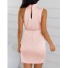 ZESICA Women’s 2026 Fashion Satin Sleeveless Halter Neck Tie Waist Wrap Bodycon Cocktail Party Mini Dress(Lightpink)