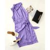 ZESICA Women’s 2026 Fashion Satin Sleeveless Halter Neck Tie Waist Wrap Bodycon Cocktail Party Mini Dress(Purple)