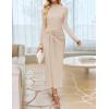 ZESICA Women’s 2026 Spring Long Sleeve Bodycon Dress Mock Neck Wedding Guest Cocktail Party Long Midi Dresses(Apricot)
