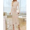 ZESICA Women’s 2026 Spring Long Sleeve Bodycon Dress Mock Neck Wedding Guest Cocktail Party Long Midi Dresses(Apricot)