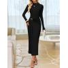 ZESICA Women’s 2026 Spring Long Sleeve Bodycon Dress Mock Neck Wedding Guest Cocktail Party Long Midi Dresses(Black)