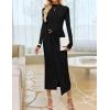 ZESICA Women’s 2026 Spring Long Sleeve Bodycon Dress Mock Neck Wedding Guest Cocktail Party Long Midi Dresses(Black)