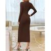 ZESICA Women’s 2026 Spring Long Sleeve Bodycon Dress Mock Neck Wedding Guest Cocktail Party Long Midi Dresses(Brown)