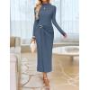 ZESICA Women’s 2026 Spring Long Sleeve Bodycon Dress Mock Neck Wedding Guest Cocktail Party Long Midi Dresses(Dustyblue)