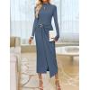 ZESICA Women’s 2026 Spring Long Sleeve Bodycon Dress Mock Neck Wedding Guest Cocktail Party Long Midi Dresses(Dustyblue)