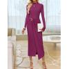ZESICA Women’s 2026 Spring Long Sleeve Bodycon Dress Mock Neck Wedding Guest Cocktail Party Long Midi Dresses(Eggplant)