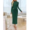 ZESICA Women’s 2026 Spring Long Sleeve Bodycon Dress Mock Neck Wedding Guest Cocktail Party Long Midi Dresses(Green)