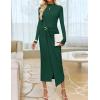 ZESICA Women’s 2026 Spring Long Sleeve Bodycon Dress Mock Neck Wedding Guest Cocktail Party Long Midi Dresses(Green)
