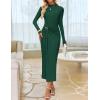 ZESICA Women’s 2026 Spring Long Sleeve Bodycon Dress Mock Neck Wedding Guest Cocktail Party Long Midi Dresses(Green)