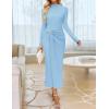 ZESICA Women’s 2026 Spring Long Sleeve Bodycon Dress Mock Neck Wedding Guest Cocktail Party Long Midi Dresses(Light Blue)