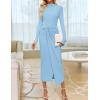 ZESICA Women’s 2026 Spring Long Sleeve Bodycon Dress Mock Neck Wedding Guest Cocktail Party Long Midi Dresses(Light Blue)