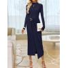 ZESICA Women’s 2026 Spring Long Sleeve Bodycon Dress Mock Neck Wedding Guest Cocktail Party Long Midi Dresses(Navy)