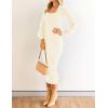 ZESICA Women’s 2026 Square Neck Ribbed Knit Dress Puff Long Sleeve Slim Fit Bodycon Fall Winter Pullover Sweater Dress(Ivory)