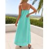 ZESICA Women’s 2026 Summer Boho Sleeveless Maxi Dress Spaghetti Straps Casual Flowy A Line Beach Party Long Dresses(Aqua)