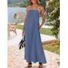 ZESICA Women’s 2026 Summer Boho Sleeveless Maxi Dress Spaghetti Straps Casual Flowy A Line Beach Party Long Dresses(Dusty Blue)
