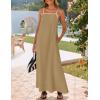 ZESICA Women’s 2026 Summer Boho Sleeveless Maxi Dress Spaghetti Straps Casual Flowy A Line Beach Party Long Dresses(Khaki)