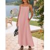 ZESICA Women’s 2026 Summer Boho Sleeveless Maxi Dress Spaghetti Straps Casual Flowy A Line Beach Party Long Dresses(Pink)