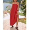 ZESICA Women’s 2026 Summer Boho Sleeveless Maxi Dress Spaghetti Straps Casual Flowy A Line Beach Party Long Dresses(Red)
