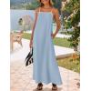 ZESICA Women’s 2026 Summer Boho Sleeveless Maxi Dress Spaghetti Straps Casual Flowy A Line Beach Party Long Dresses(Sky)