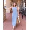 ZESICA Women’s 2026 Summer Boho Sleeveless Maxi Dress Spaghetti Straps Casual Flowy A Line Beach Party Long Dresses(Sky)