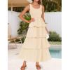 ZESICA Women’s 2026 Summer Boho Sleeveless Midi Dress Scoop Neck Ruffle Tiered Layered Swing Long Beach Vacation Dresses(Apricot)