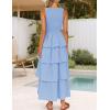 ZESICA Women’s 2026 Summer Boho Sleeveless Midi Dress Scoop Neck Ruffle Tiered Layered Swing Long Beach Vacation Dresses(Blue)