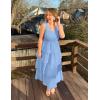 ZESICA Women’s 2026 Summer Boho Sleeveless Midi Dress Scoop Neck Ruffle Tiered Layered Swing Long Beach Vacation Dresses(Blue)