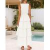 ZESICA Women’s 2026 Summer Boho Sleeveless Midi Dress Scoop Neck Ruffle Tiered Layered Swing Long Beach Vacation Dresses(Ivory)