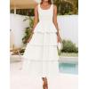 ZESICA Women’s 2026 Summer Boho Sleeveless Midi Dress Scoop Neck Ruffle Tiered Layered Swing Long Beach Vacation Dresses(Ivory)