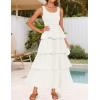 ZESICA Women’s 2026 Summer Boho Sleeveless Midi Dress Scoop Neck Ruffle Tiered Layered Swing Long Beach Vacation Dresses(Ivory)