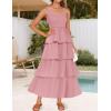 ZESICA Women’s 2026 Summer Boho Sleeveless Midi Dress Scoop Neck Ruffle Tiered Layered Swing Long Beach Vacation Dresses(Pink)