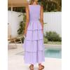 ZESICA Women’s 2026 Summer Boho Sleeveless Midi Dress Scoop Neck Ruffle Tiered Layered Swing Long Beach Vacation Dresses(Purple)