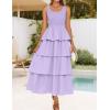ZESICA Women’s 2026 Summer Boho Sleeveless Midi Dress Scoop Neck Ruffle Tiered Layered Swing Long Beach Vacation Dresses(Purple)
