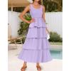 ZESICA Women’s 2026 Summer Boho Sleeveless Midi Dress Scoop Neck Ruffle Tiered Layered Swing Long Beach Vacation Dresses(Purple)