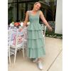 ZESICA Women’s 2026 Summer Boho Sleeveless Midi Dress Scoop Neck Ruffle Tiered Layered Swing Long Beach Vacation Dresses(Sage)