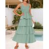 ZESICA Women’s 2026 Summer Boho Sleeveless Midi Dress Scoop Neck Ruffle Tiered Layered Swing Long Beach Vacation Dresses(Sage)