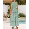ZESICA Women’s 2026 Summer Boho Sleeveless Midi Dress Scoop Neck Ruffle Tiered Layered Swing Long Beach Vacation Dresses(Sage)
