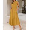 ZESICA Women’s 2026 Summer Casual Flutter Short Sleeve Crew Neck Smocked Elastic Waist Tiered Midi Dress(Ginger)