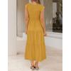 ZESICA Women’s 2026 Summer Casual Flutter Short Sleeve Crew Neck Smocked Elastic Waist Tiered Midi Dress(Ginger)