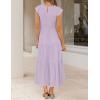 ZESICA Women’s 2026 Summer Casual Flutter Short Sleeve Crew Neck Smocked Elastic Waist Tiered Midi Dress(Light Purple)
