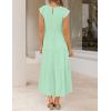 ZESICA Women’s 2026 Summer Casual Flutter Short Sleeve Crew Neck Smocked Elastic Waist Tiered Midi Dress(Mint)