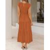 ZESICA Women’s 2026 Summer Casual Flutter Short Sleeve Crew Neck Smocked Elastic Waist Tiered Midi Dress(Orange)