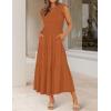 ZESICA Women’s 2026 Summer Casual Flutter Short Sleeve Crew Neck Smocked Elastic Waist Tiered Midi Dress(Orange)