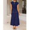 ZESICA Women’s 2026 Summer Casual Flutter Short Sleeve Crew Neck Smocked Elastic Waist Tiered Midi Dress(Royal Blue)