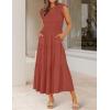 ZESICA Women’s 2026 Summer Casual Flutter Short Sleeve Crew Neck Smocked Elastic Waist Tiered Midi Dress(Rust)