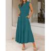 ZESICA Women’s 2026 Summer Casual Flutter Short Sleeve Crew Neck Smocked Elastic Waist Tiered Midi Dress(Teal Green)
