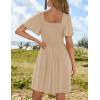 ZESICA Women’s 2026 Summer Casual Mini Dress Flutter Short Sleeve Square Neck Smocked Tiered Ruffle Flowy Dresses(Apricot)