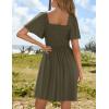ZESICA Women’s 2026 Summer Casual Mini Dress Flutter Short Sleeve Square Neck Smocked Tiered Ruffle Flowy Dresses(Armygreen)