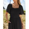 ZESICA Women’s 2026 Summer Casual Mini Dress Flutter Short Sleeve Square Neck Smocked Tiered Ruffle Flowy Dresses(Black)
