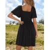 ZESICA Women’s 2026 Summer Casual Mini Dress Flutter Short Sleeve Square Neck Smocked Tiered Ruffle Flowy Dresses(Black)